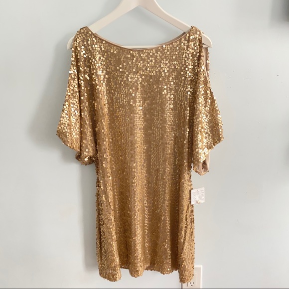 Aidan Mattox Cold Shoulder Sequin Beading Dress 12 - Picture 2 of 9